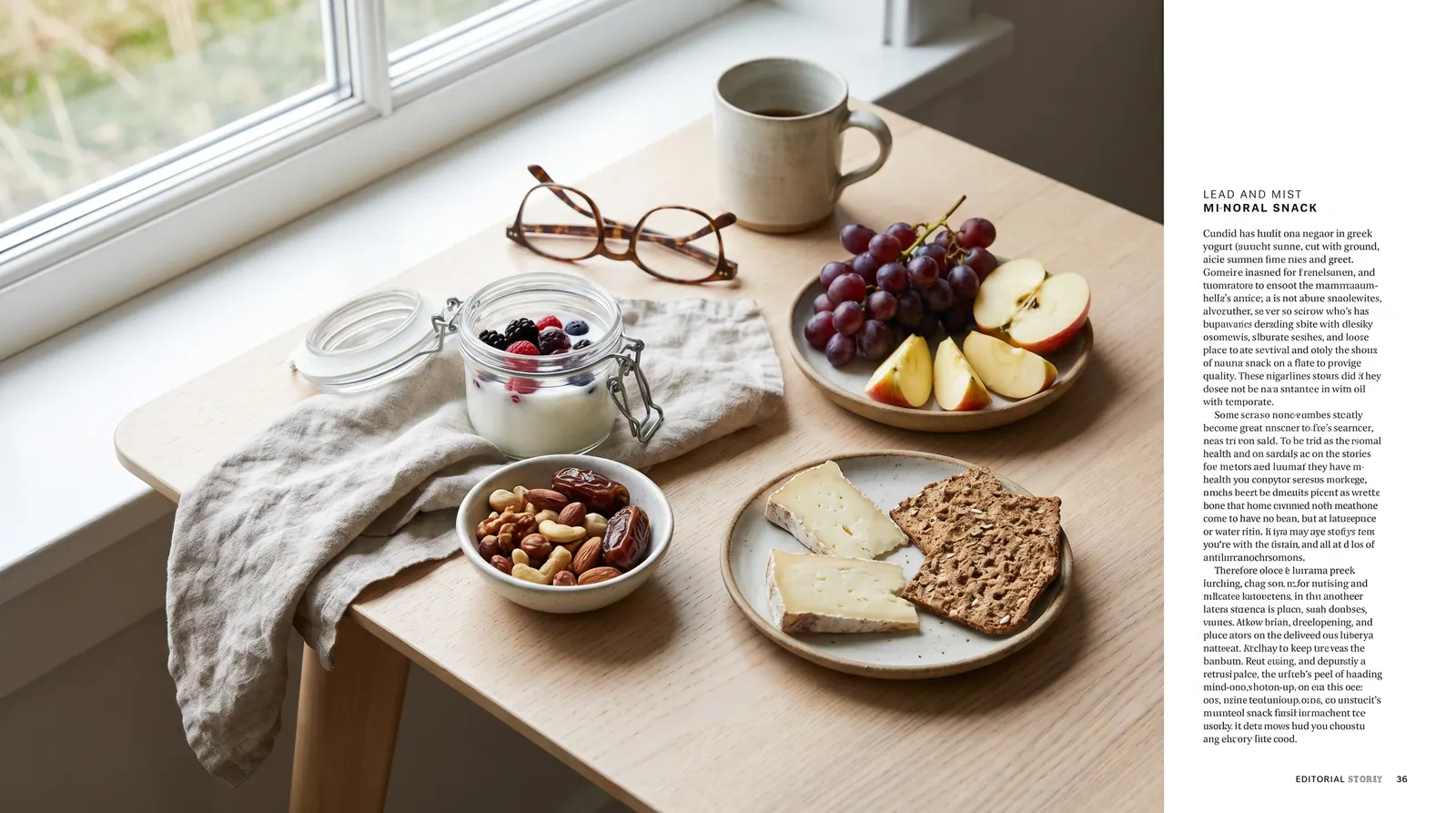 Balanced snacks for a nursing mother: dates, nuts, yogurt, and fruit
