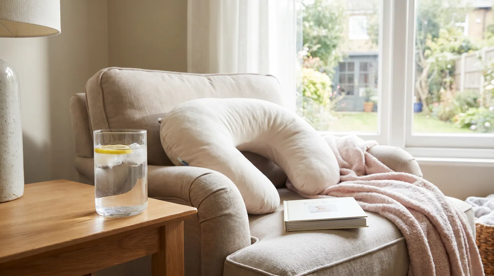 A glass of water near a breastfeeding mother in a calm setting