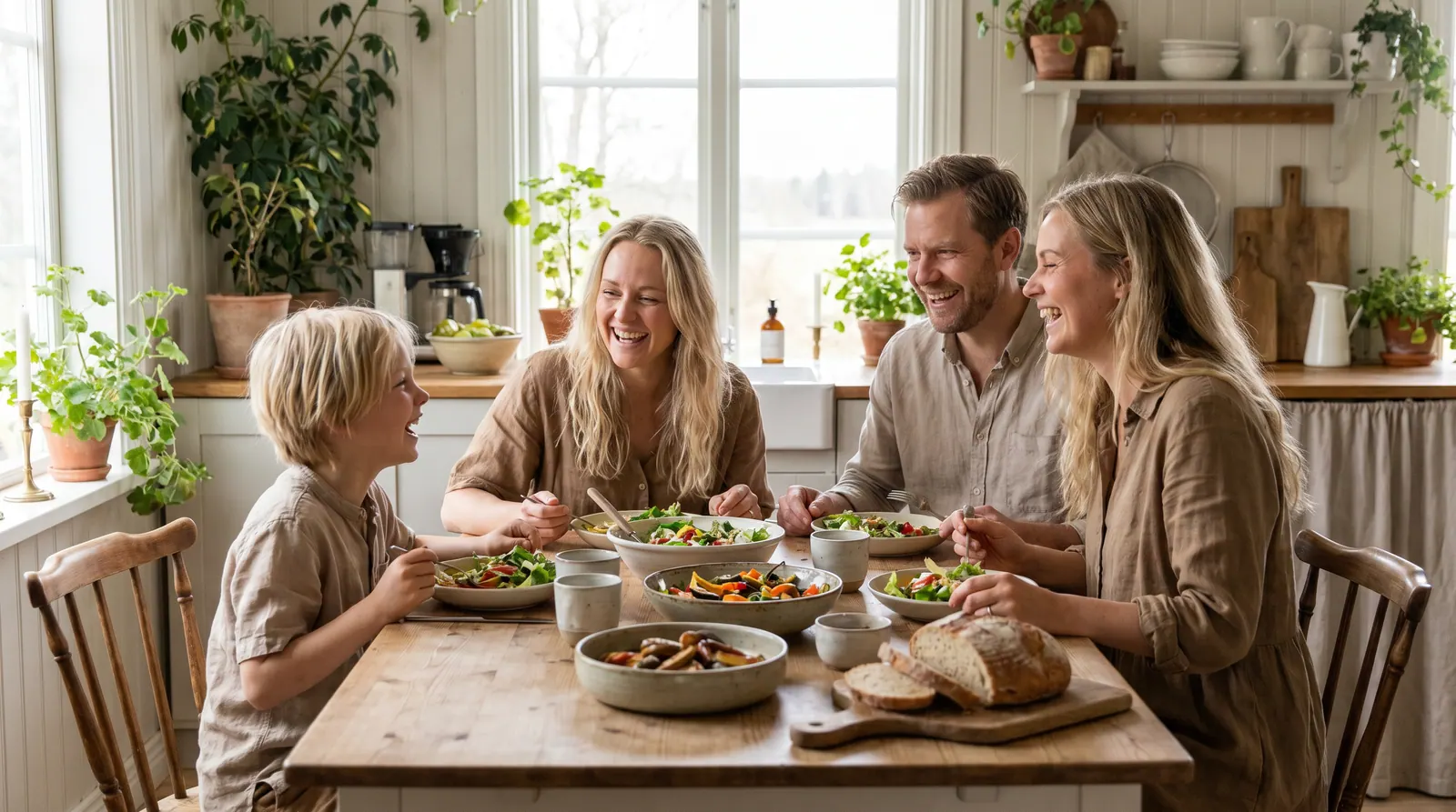 مائدة عائليّة سعوديّة بلا شاشات تجمع الوالدين والطفلين