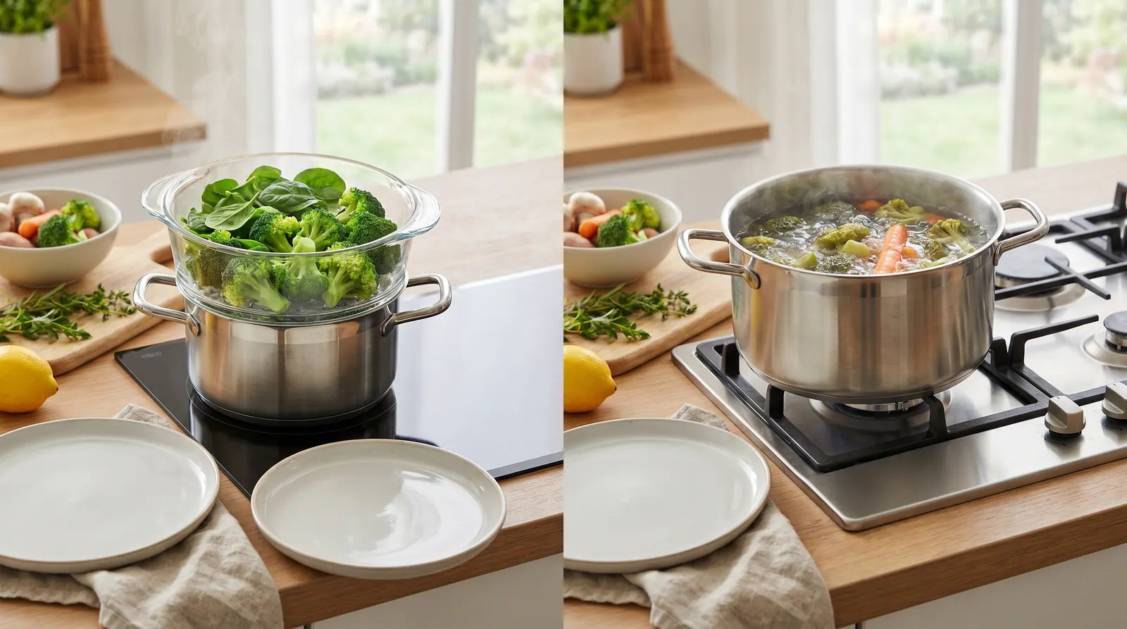 Comparison between steaming spinach and boiling it in water