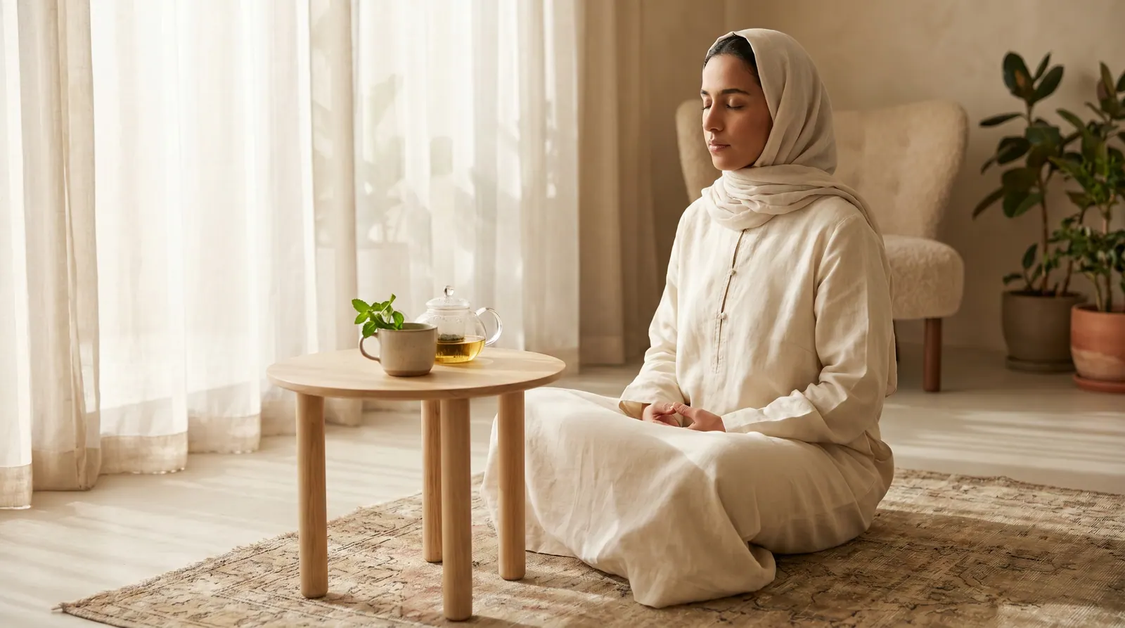 A calm breathing session with peppermint tea to soothe the gut-brain axis