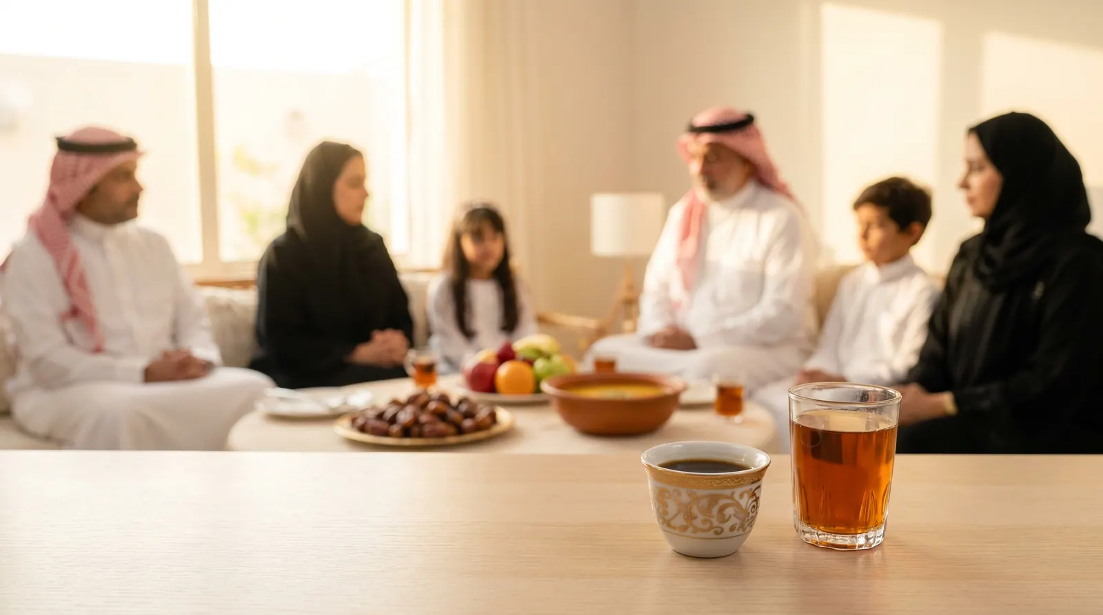 Coffee and tea on a family table