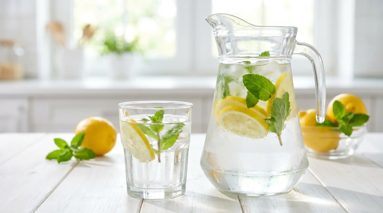 A glass of water with cucumber slices and mint, symbolizing healthy fasting hydration