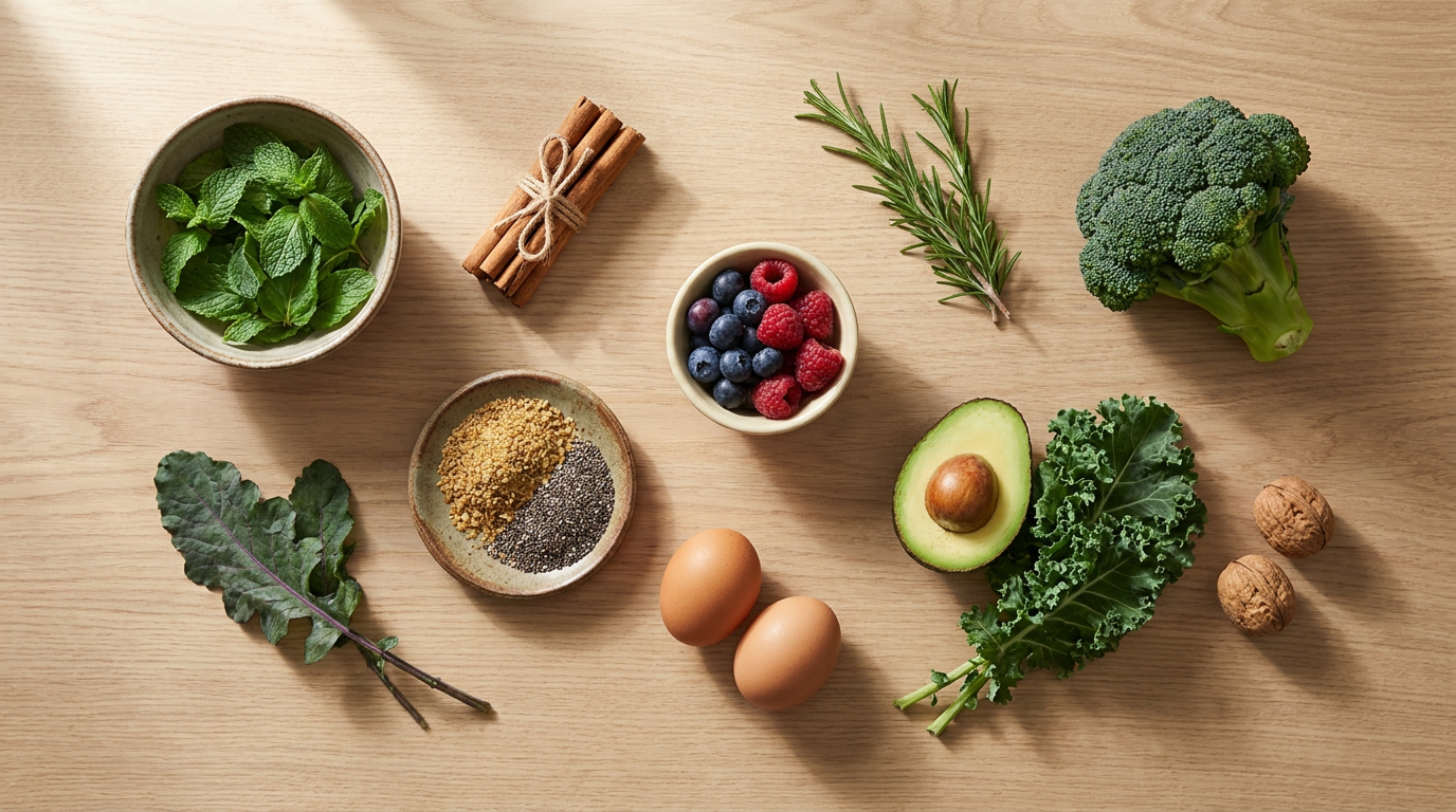 أَطعمة تَدعَم PCOS: نَعناع وَقَرفة وَبُذور كَتّان وَتوت وَبَيض وَأَفوكادو وَكَيل وَجوز
