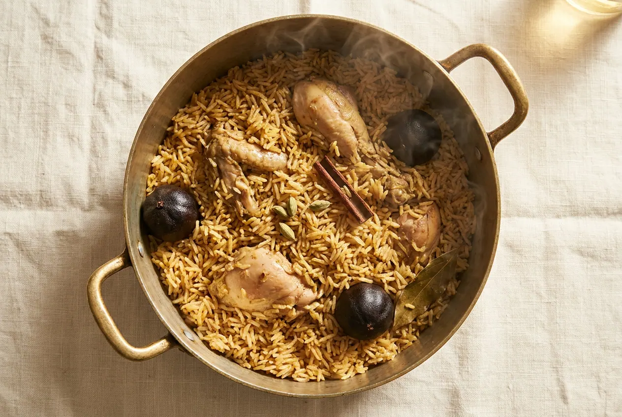 Chicken kabsa with pepper and bzar