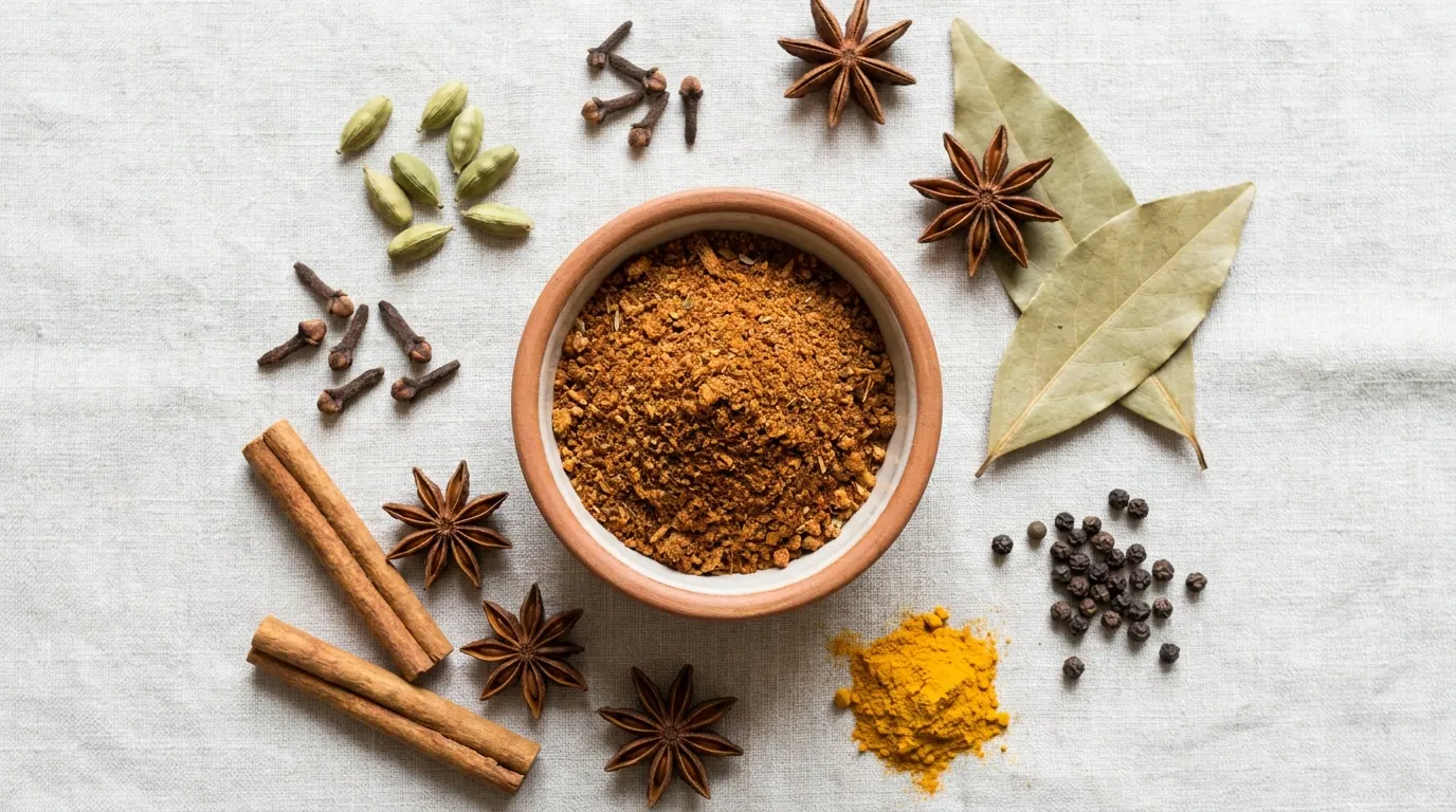 Biryani Spice Mix arranged on a wooden surface