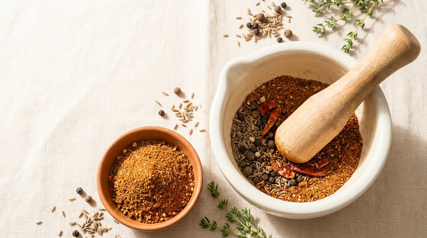 Rubbing the Gulf BBQ spice blend onto lamb chops before grilling