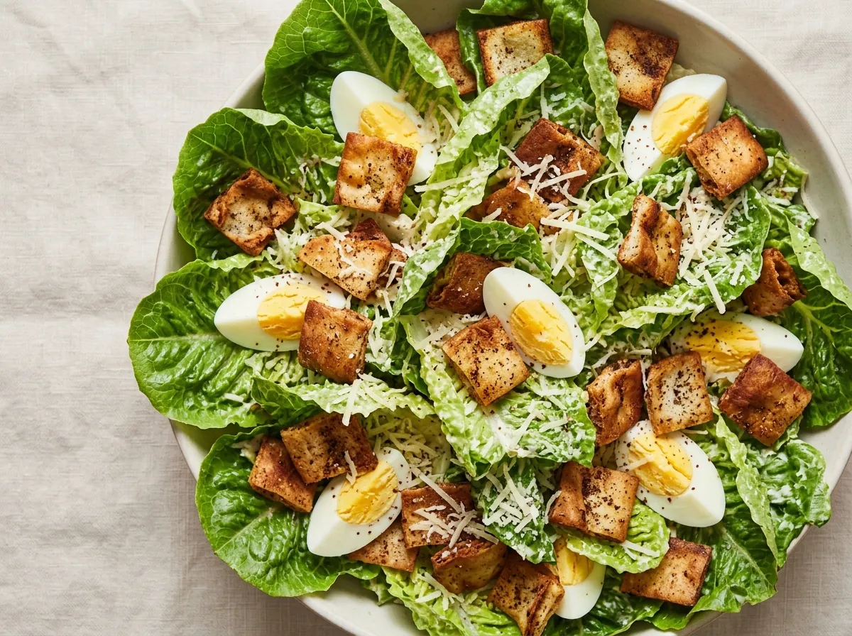 Arabic Caesar Salad with Toasted Pita