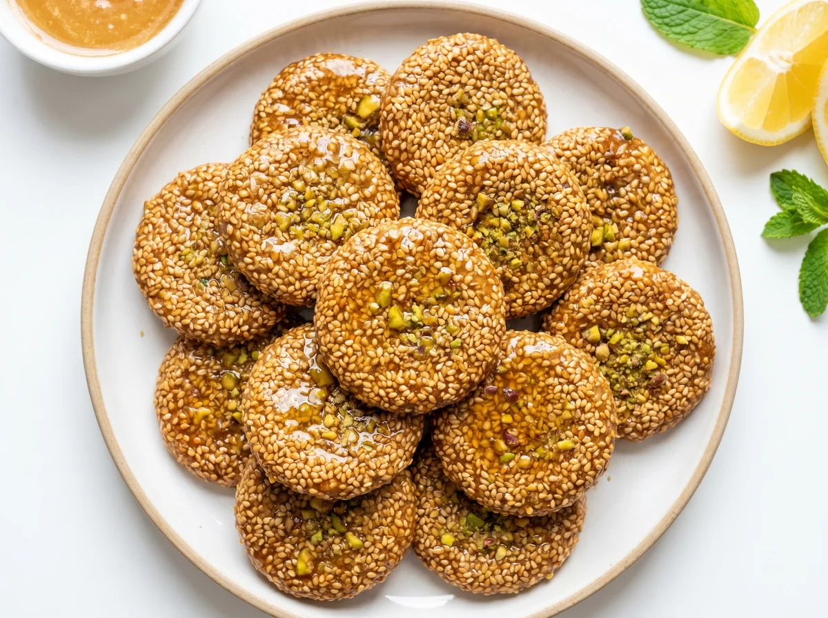 Barazek (Damascene Sesame and Pistachio Cookies)
