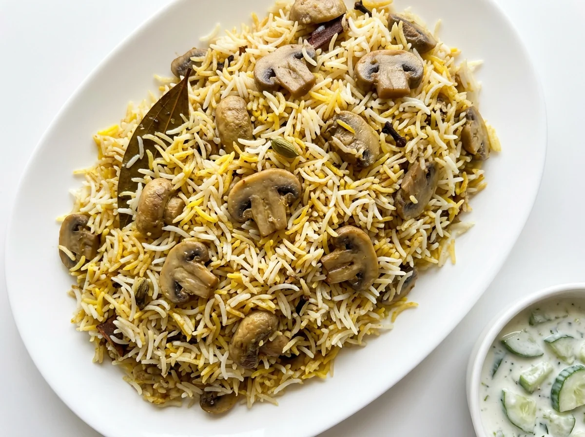برياني بالفطر والبهارات الكاملة
