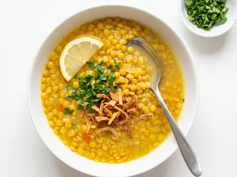 عدس بالليمون (شوربة عدس حامضة)
