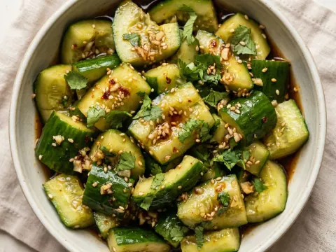 سلطة الخيار الآسيويّة المهروسة