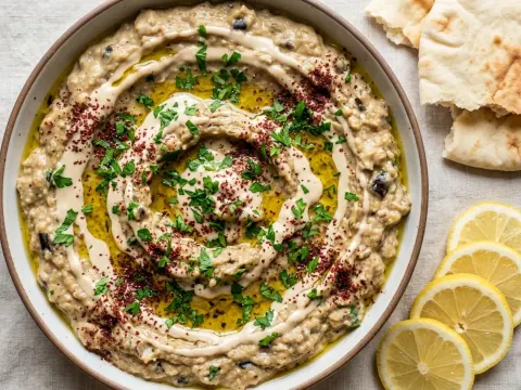 بابا غنوج بالطحينة الإضافيّة