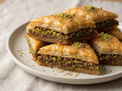 بقلاوة بالفستق والجوز