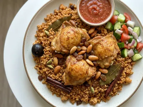 كبسة الدجاج بأرز القرنبيط للسكّريّ