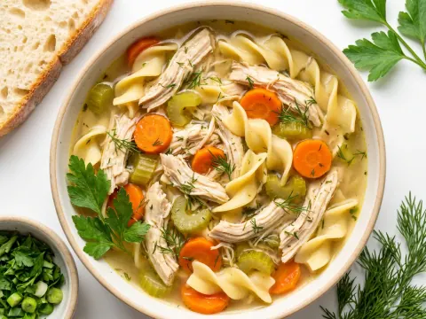 شوربة الدجاج بالنودلز