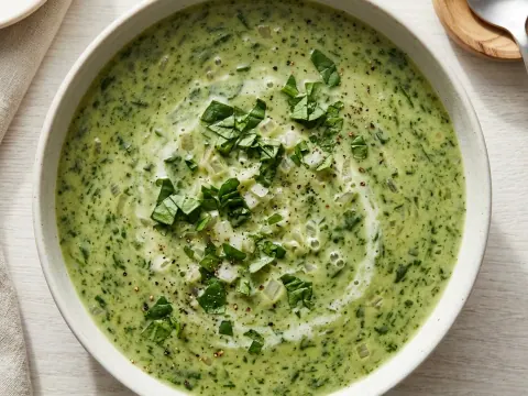 شوربة السبانخ الكريميّة بالحليب