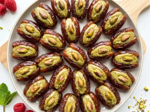 تمر محشيّ بزبدة الفستق وجوز الهند