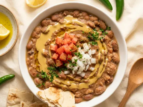 Ful Medames with Tahini for a legume breakfast