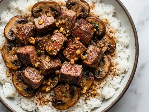 وعاء قطع الستيك بزبدة الثوم والأرزّ
