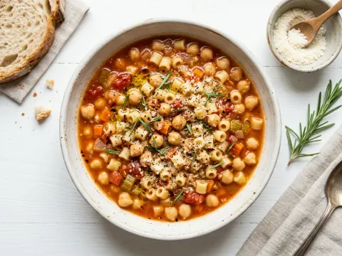 شوربة المعكرونة بالحمّص الإيطاليّة (Pasta e Ceci)