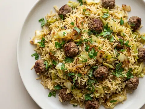 أرز الملفوف بكرات اللحم (كلم بلو)
