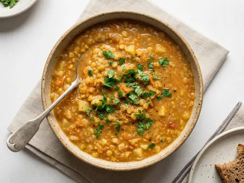 شوربة العدس بالخضار