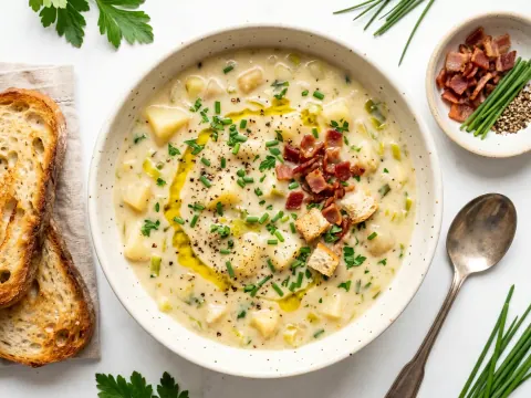 شوربة البطاطا والكراث