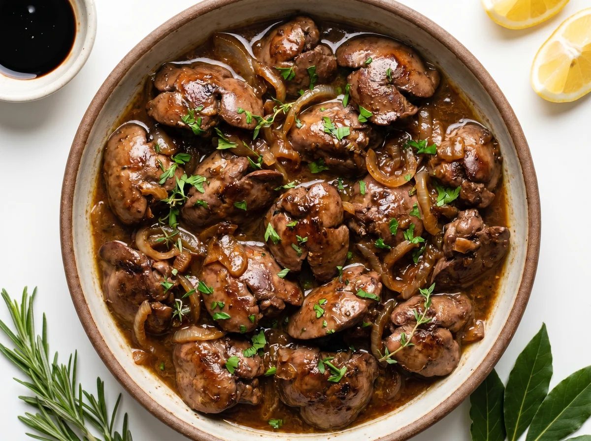 كبدة الدجاج بالبصل والسمّاق