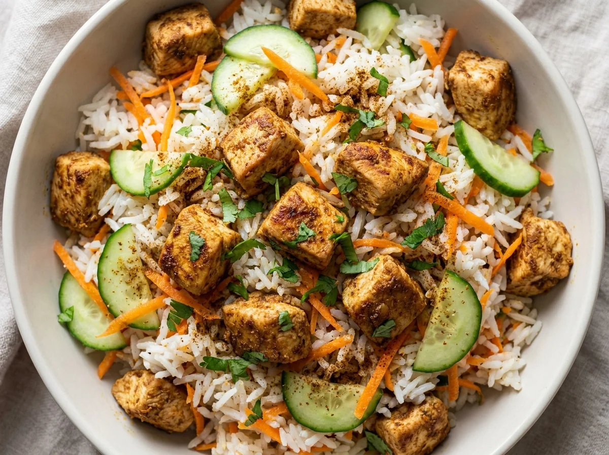 Gulf-Spiced Chicken, Rice & Shredded Veg Bowl
