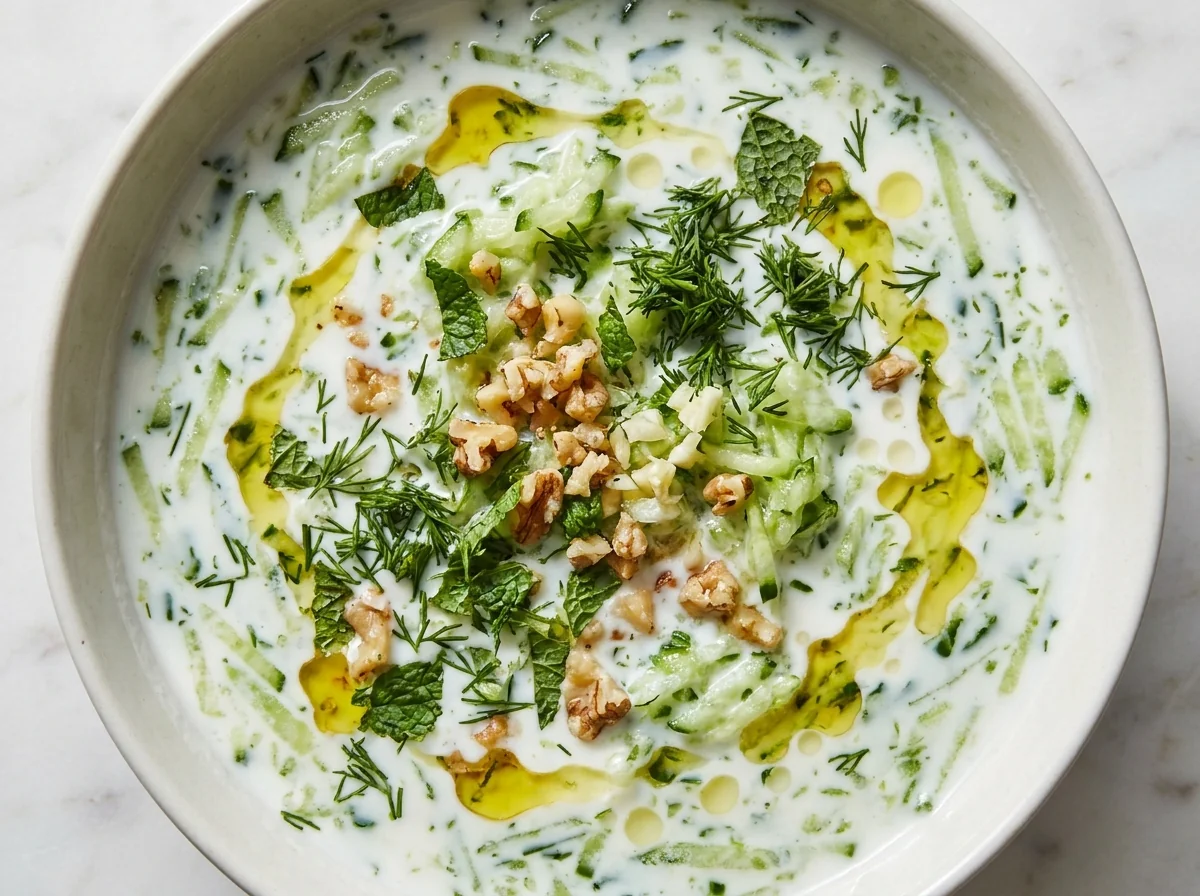 Cold Cucumber and Yogurt Soup (Tarator)