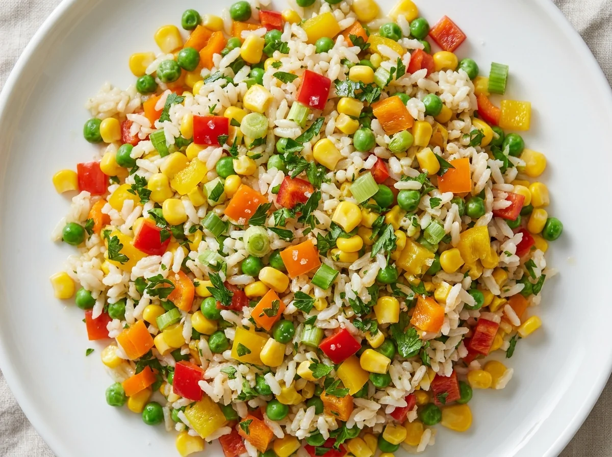 سلطة الأرزّ الباردة بالخضار