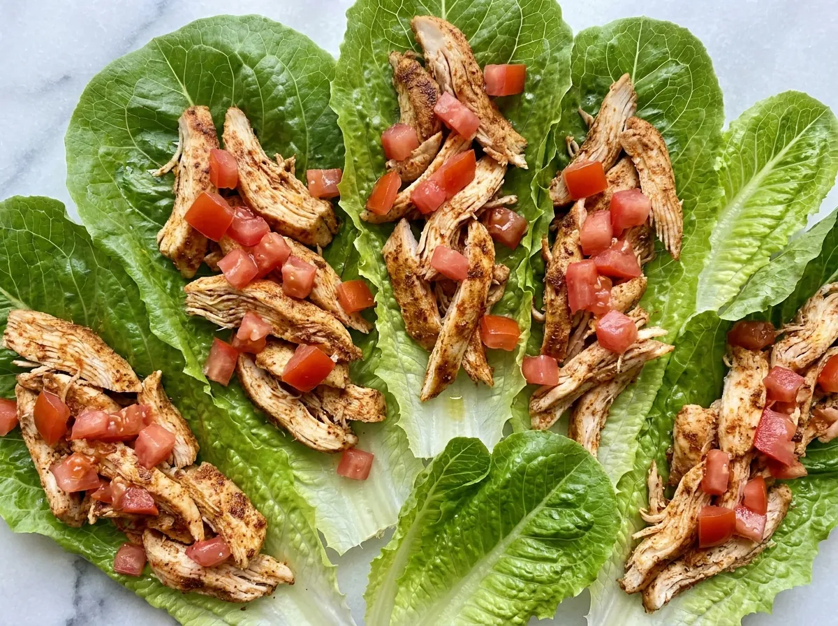 Light Crispy Chicken Tacos in Lettuce Cups