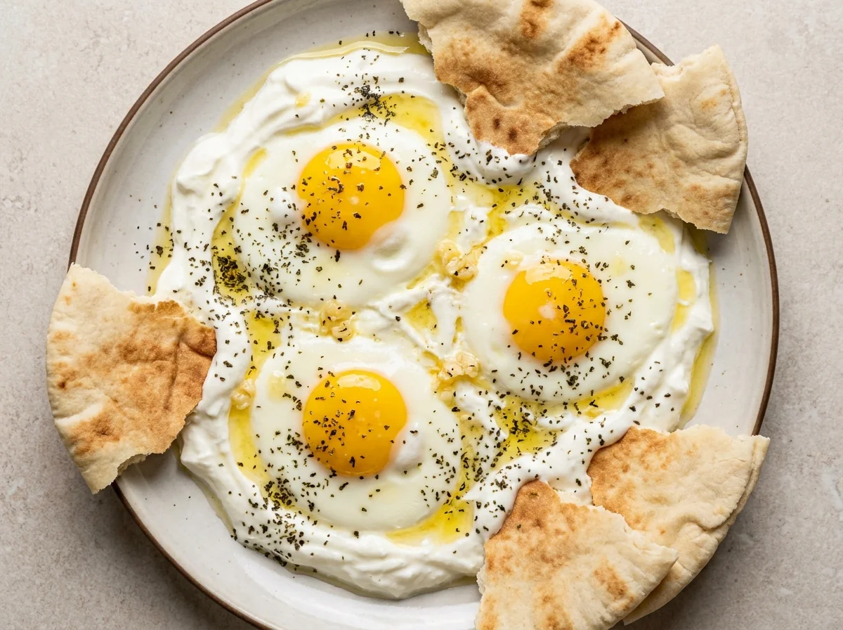 البيض باللبن والثوم الشاميّ (بيض بلبن)