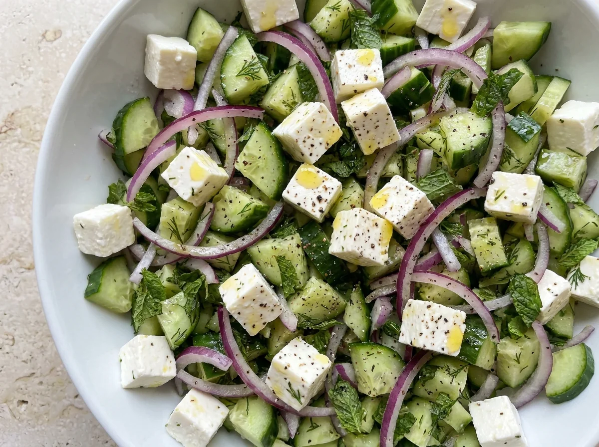 Egyptian Feta and Cucumber Salad (Michoteta)