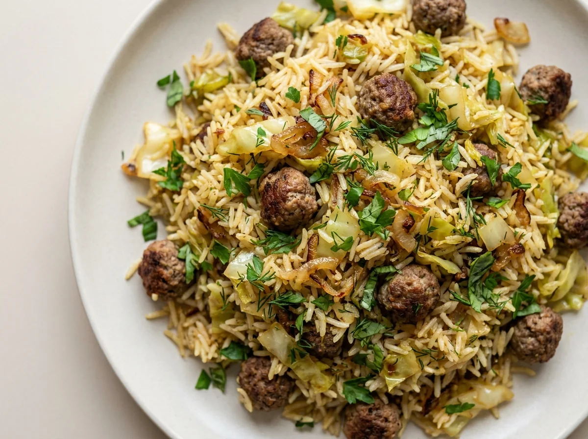 Cabbage Rice with Meatballs (Kalam Polo)