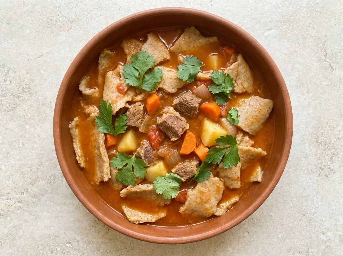 Najdi Matazeez (thick wheat dough in lamb broth) with Squash