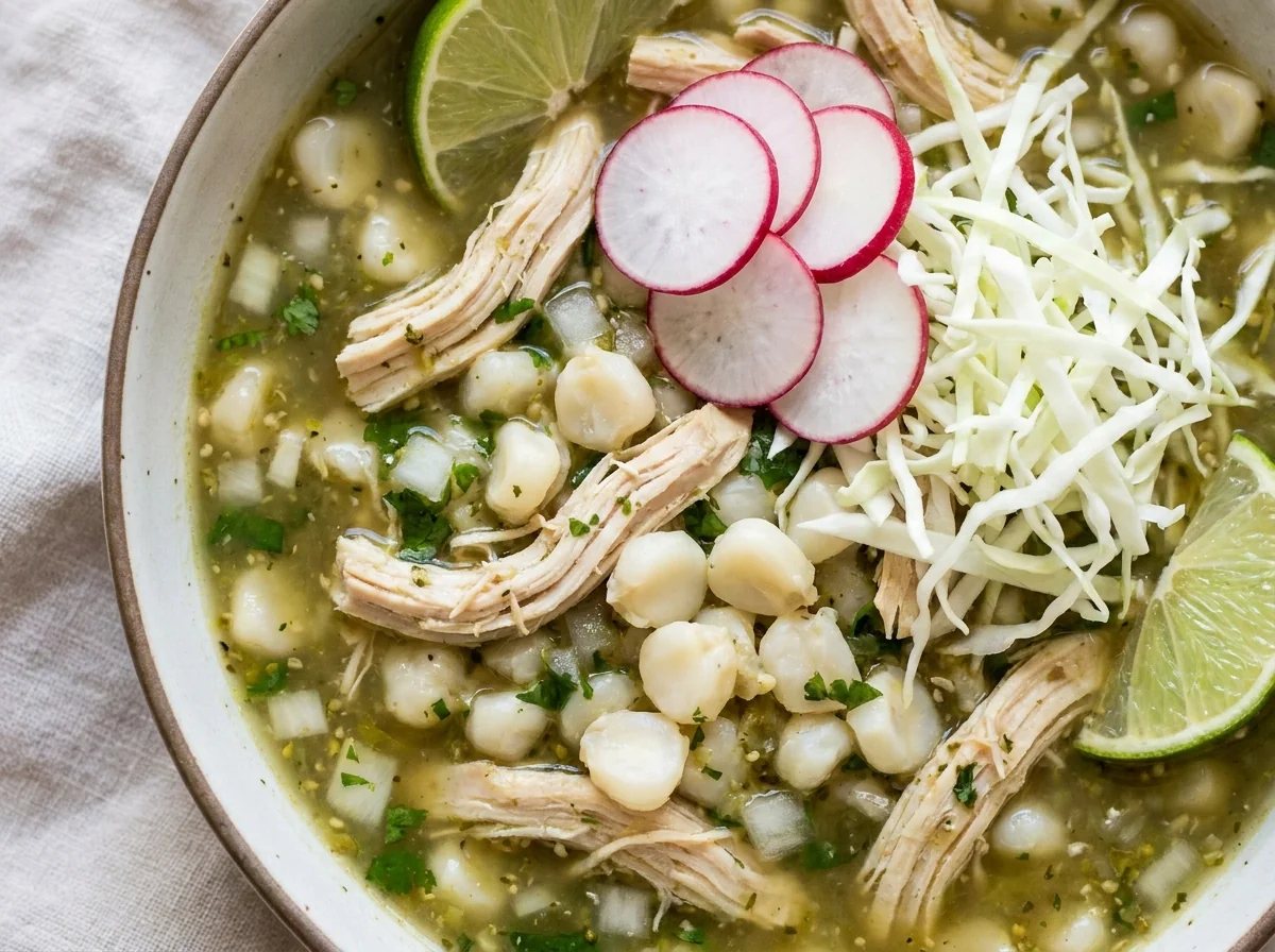 Lighter Mexican Hominy Pozole with Chicken