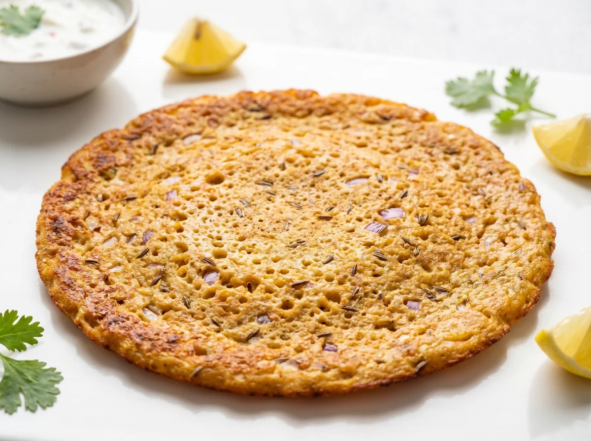 Savory Chickpea Pancake with Cumin and Onion (Besan Chilla)