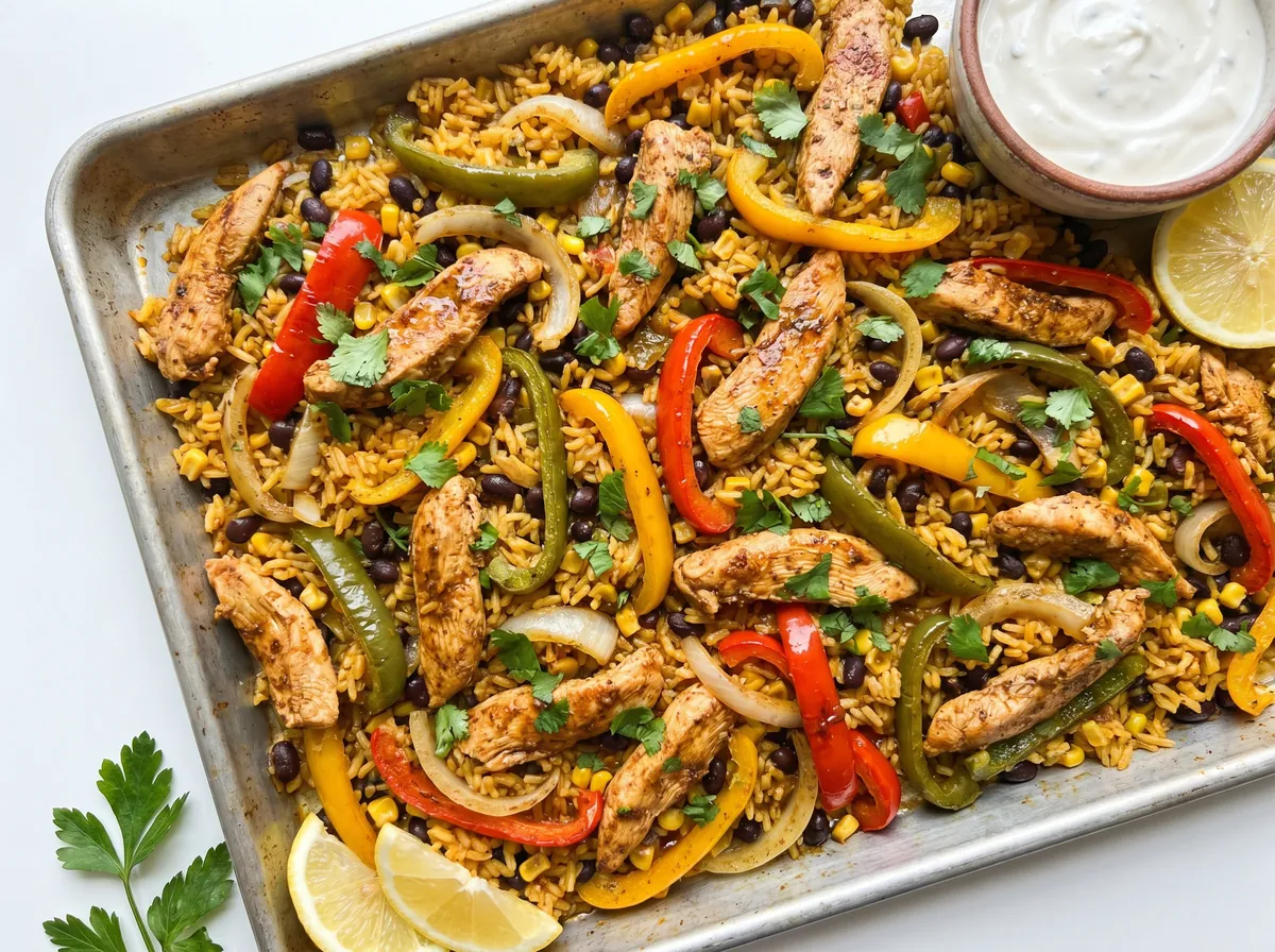 sheet-pan-chicken-fajita-rice