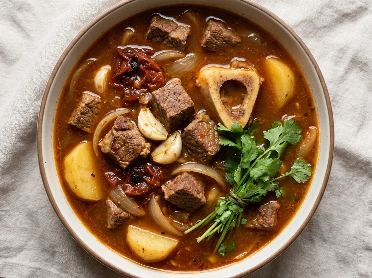Yemeni Meat Broth with Fenugreek and Hawaij (Marak Temani)